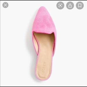 J crew pink suede slipper mules